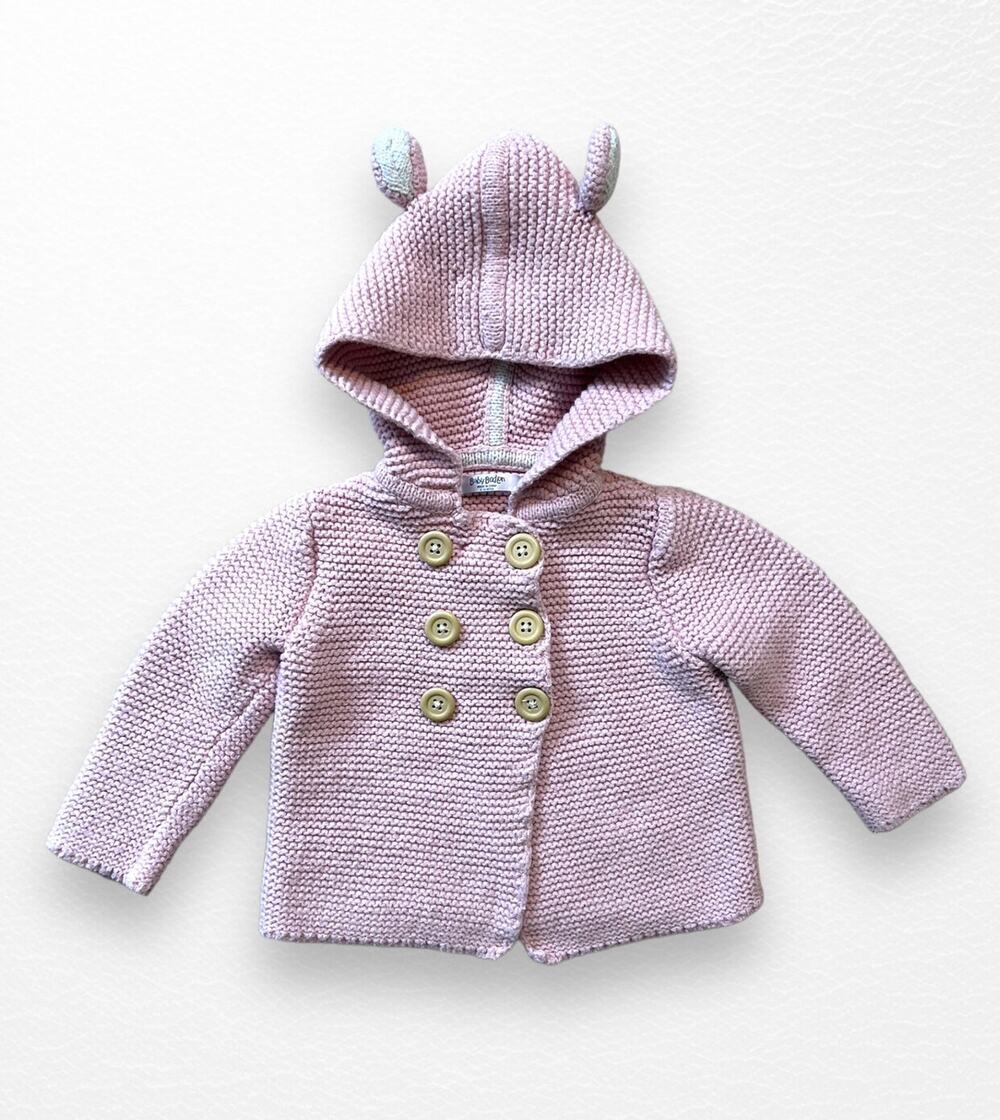 Baby Boden Pink Bear Sweater, 6-12 Months